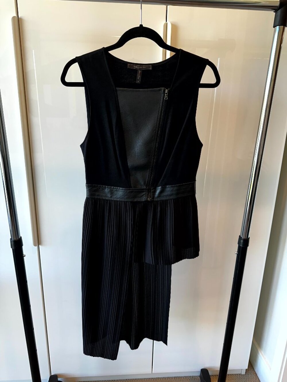 BCBGMaxAzria - Black Asymmetrical Pleated Sleeveless Top - Size Small